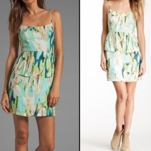 NWOT BB Dakota Watercolor Print Dress W/Peplum